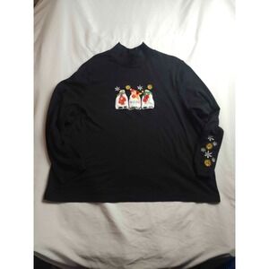 Vintage Y2K Reference Point Snowman‎ Top Womens 3X Black Quiet Luxury Wintercore